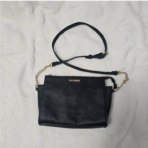Steve Madden Elegant Black Crossbody Bag with Gold Chain